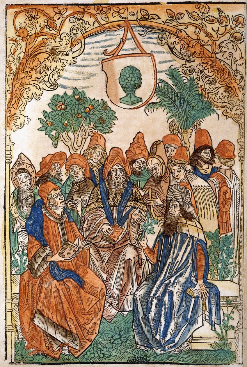 Treze estudiosos em um jardim, 1485 de German School