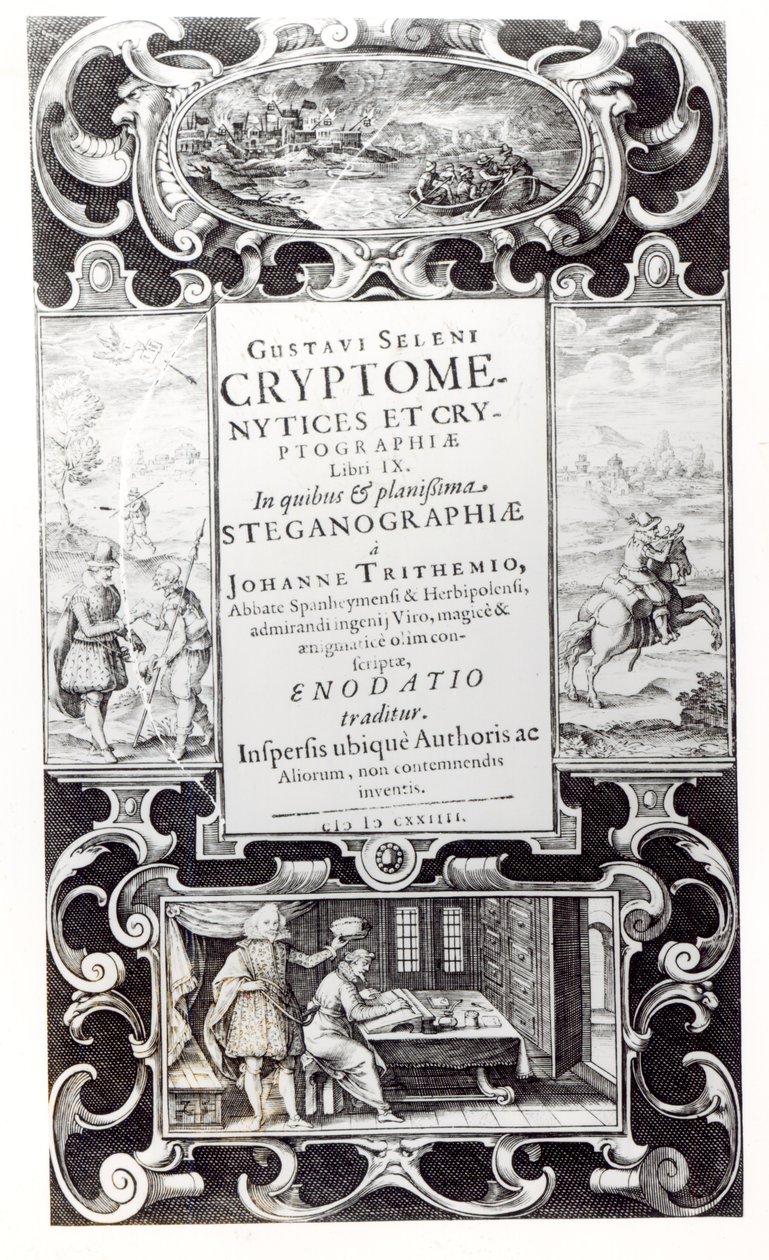 Página de rosto para livro 9 de criptocitose e criptografia por Gustavus Selenus (Augusto, duque de Brunswick), 1624 de German School
