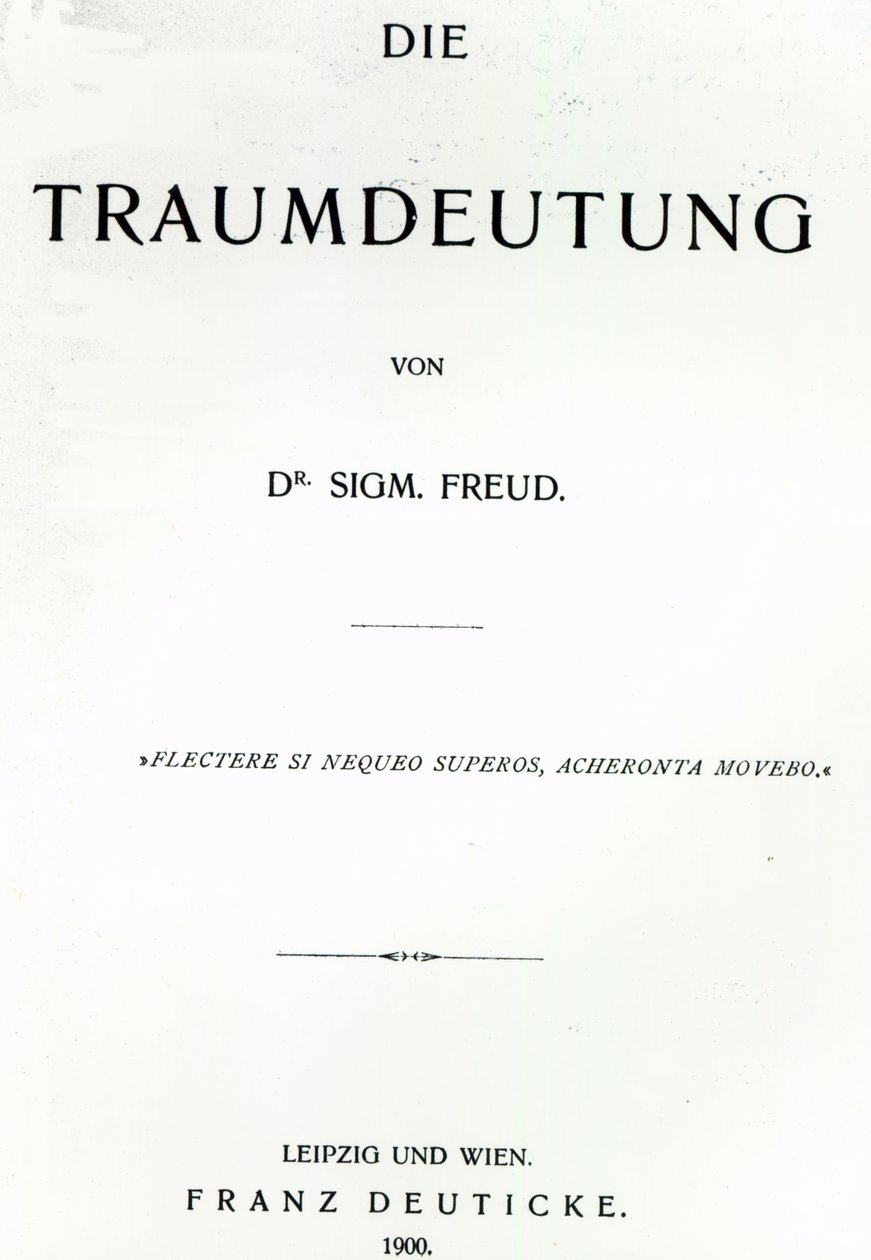 Titlepage to The Dream Interpretation, de Sigmund Freud, publicado em 1899 (impresso) de German School