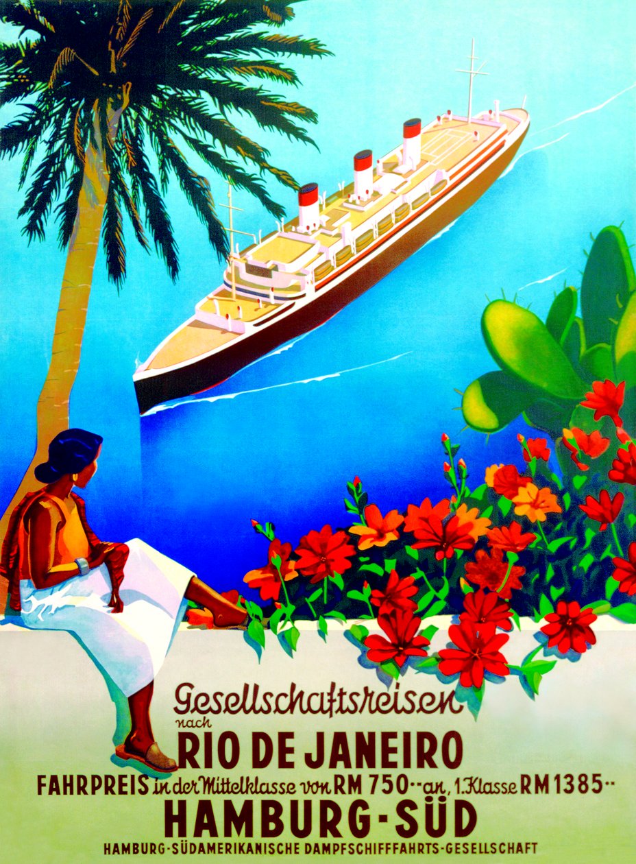 "To Rio de Janeiro", cartaz publicitário da Linha do Sul de Hamburgo de German School