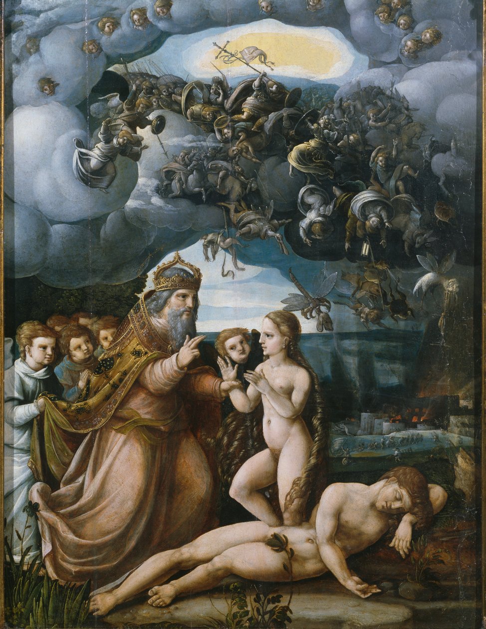Tríptico da Criação, Criação de Eva, painel central (ver também 346194, 346197) de German School