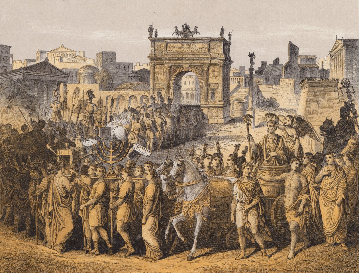 Triunfo na Roma antiga (litografia a cores) de German School