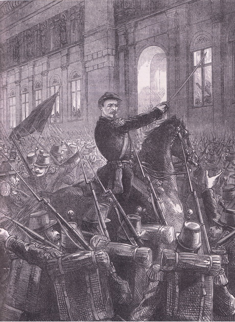 Trochu rallying the National Guards outside Hotel de Ville, Cassells History of the War between France and Germany publicado por Cassell and Company Limited, c.1890 (litho) de German School