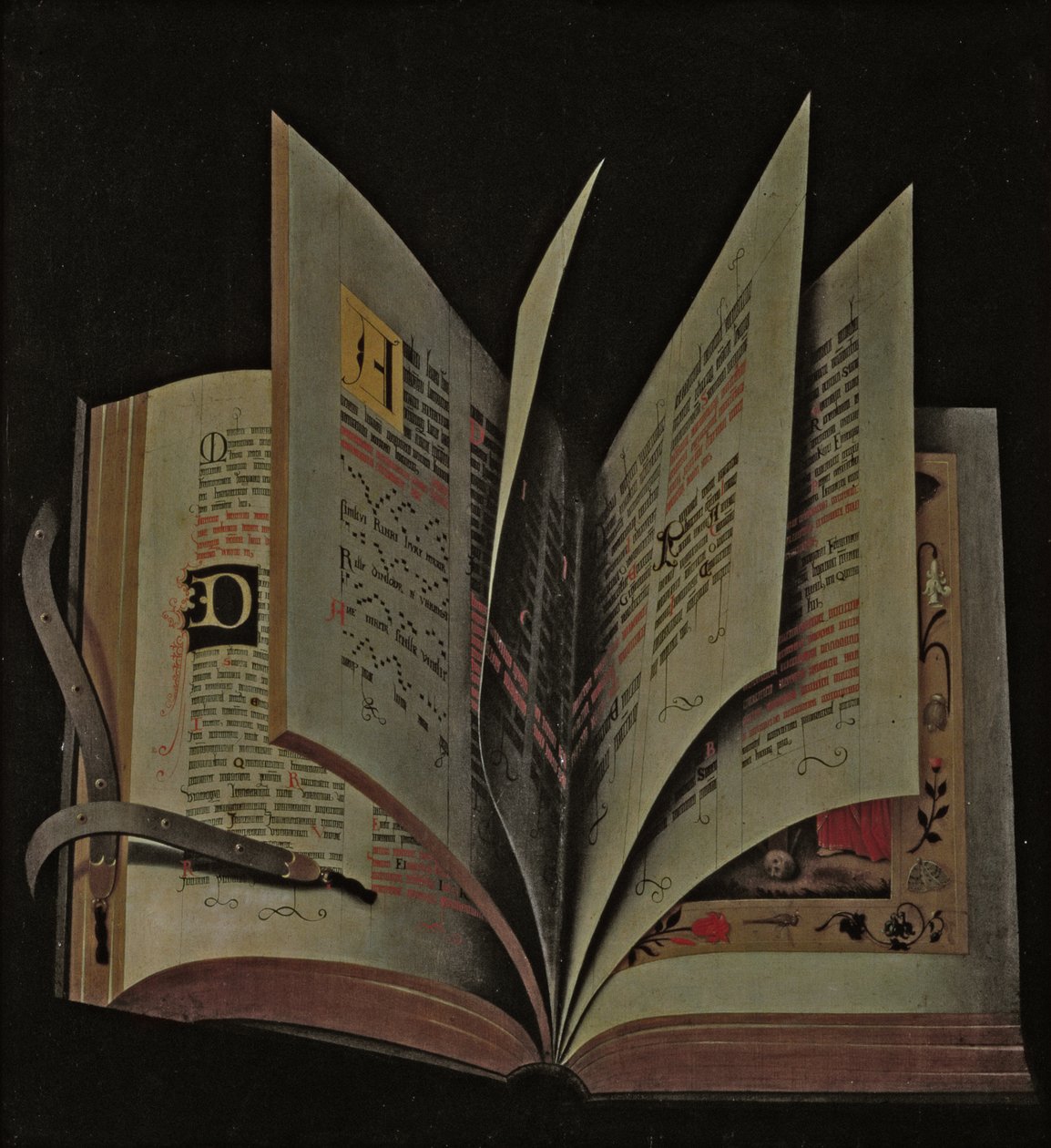 Trompe loeil de um manuscrito aberto de German School