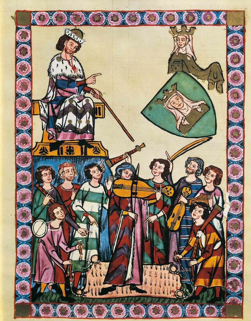 Trovadores perante o Imperador da Alemanha e sua corte, do "Manesse Codex" (vellum) de German School