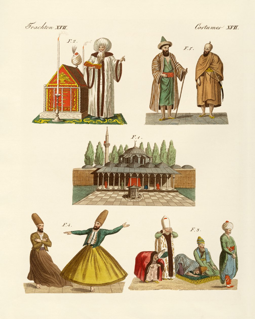 Fatos nacionais turcos (gravura colorida) de German School