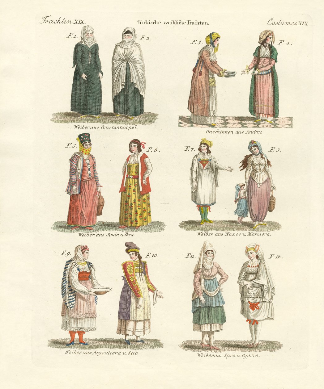 Fatos nacionais turcos (gravura colorida) de German School