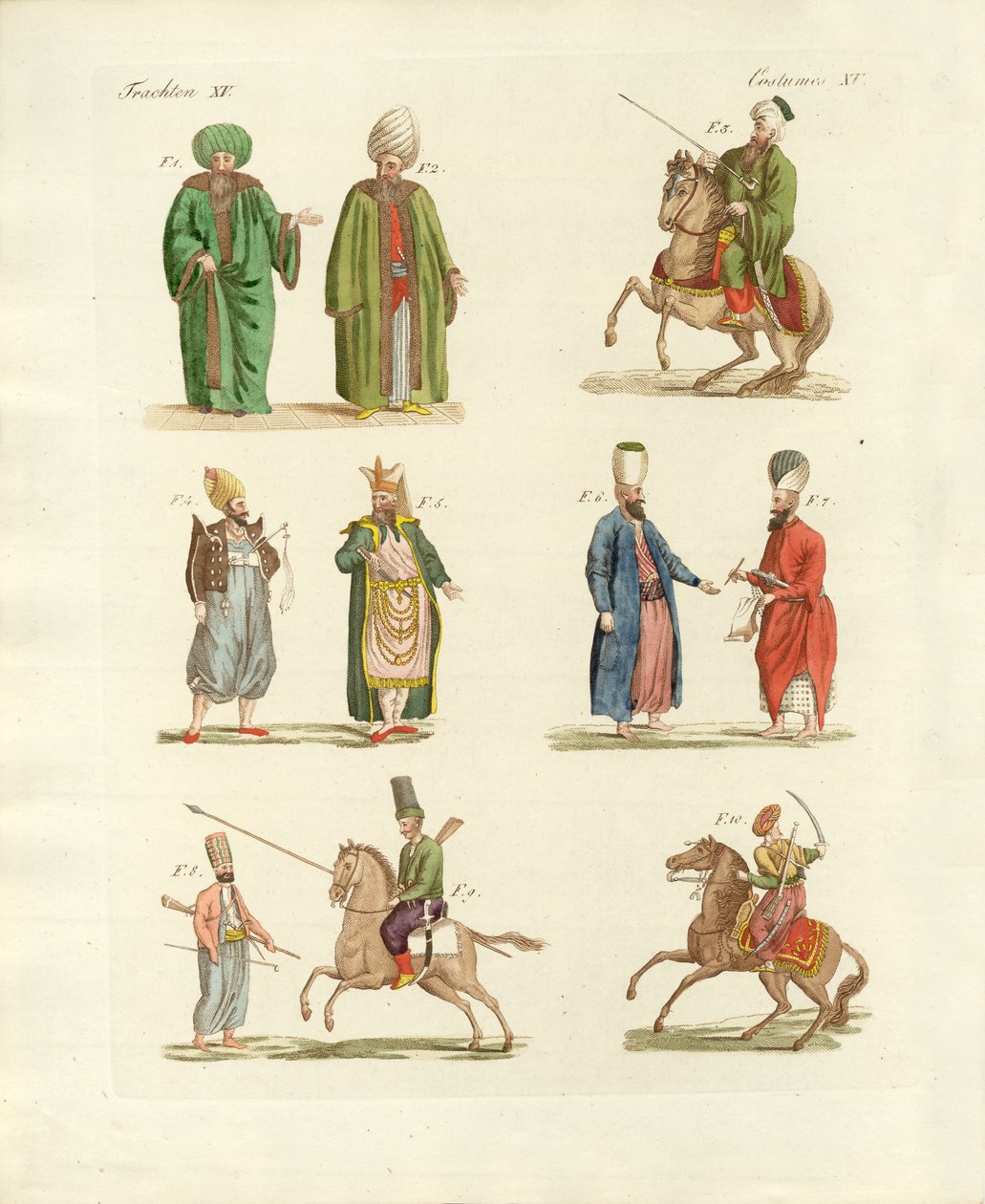 Fatos nacionais turcos (gravura colorida) de German School