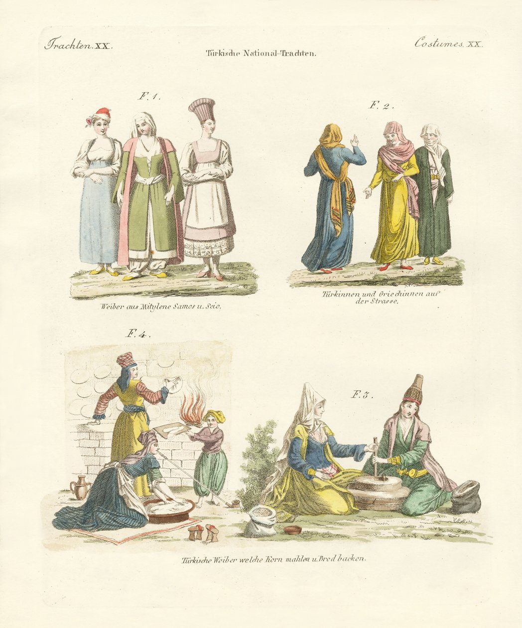 Fatos nacionais turcos (gravura colorida) de German School