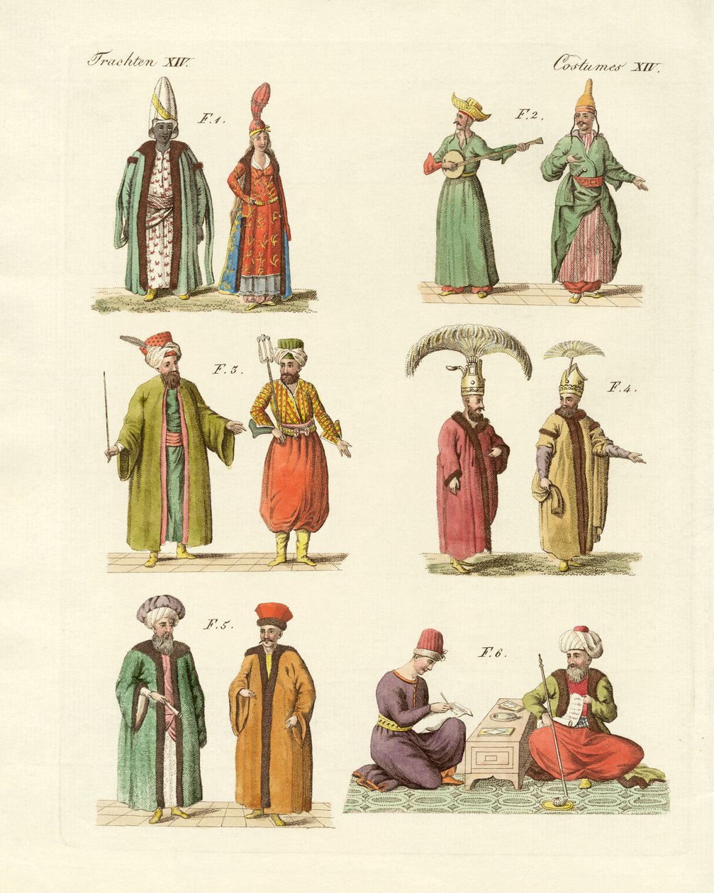 Fatos nacionais turcos (gravura colorida) de German School