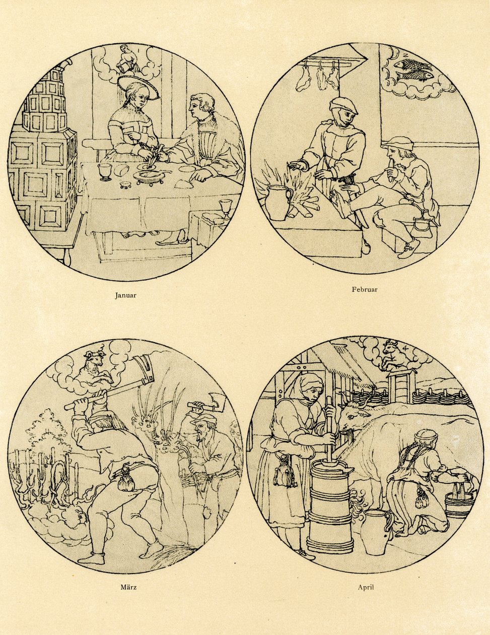 Doze imagens de calendário em forma circular de German School