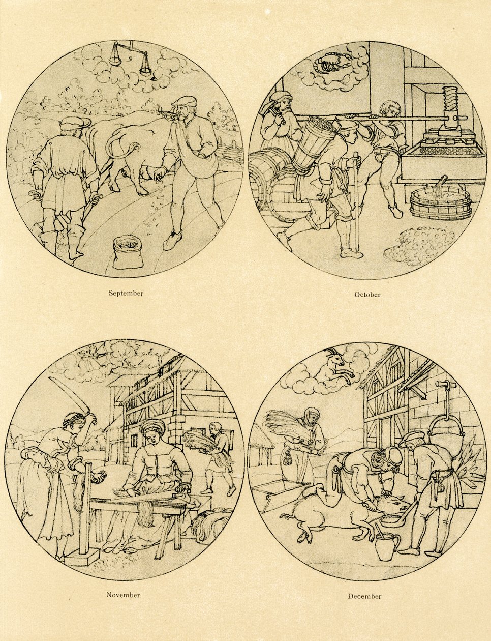 Doze imagens de calendário em forma circular de German School