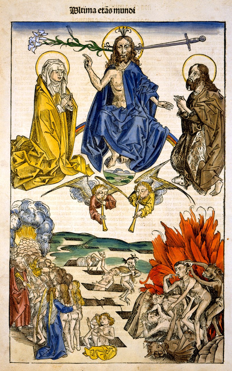 Ultima etas Mundi (O último julgamento) de Liber Chronicarum por Hartmann Schedel, 1493 de German School