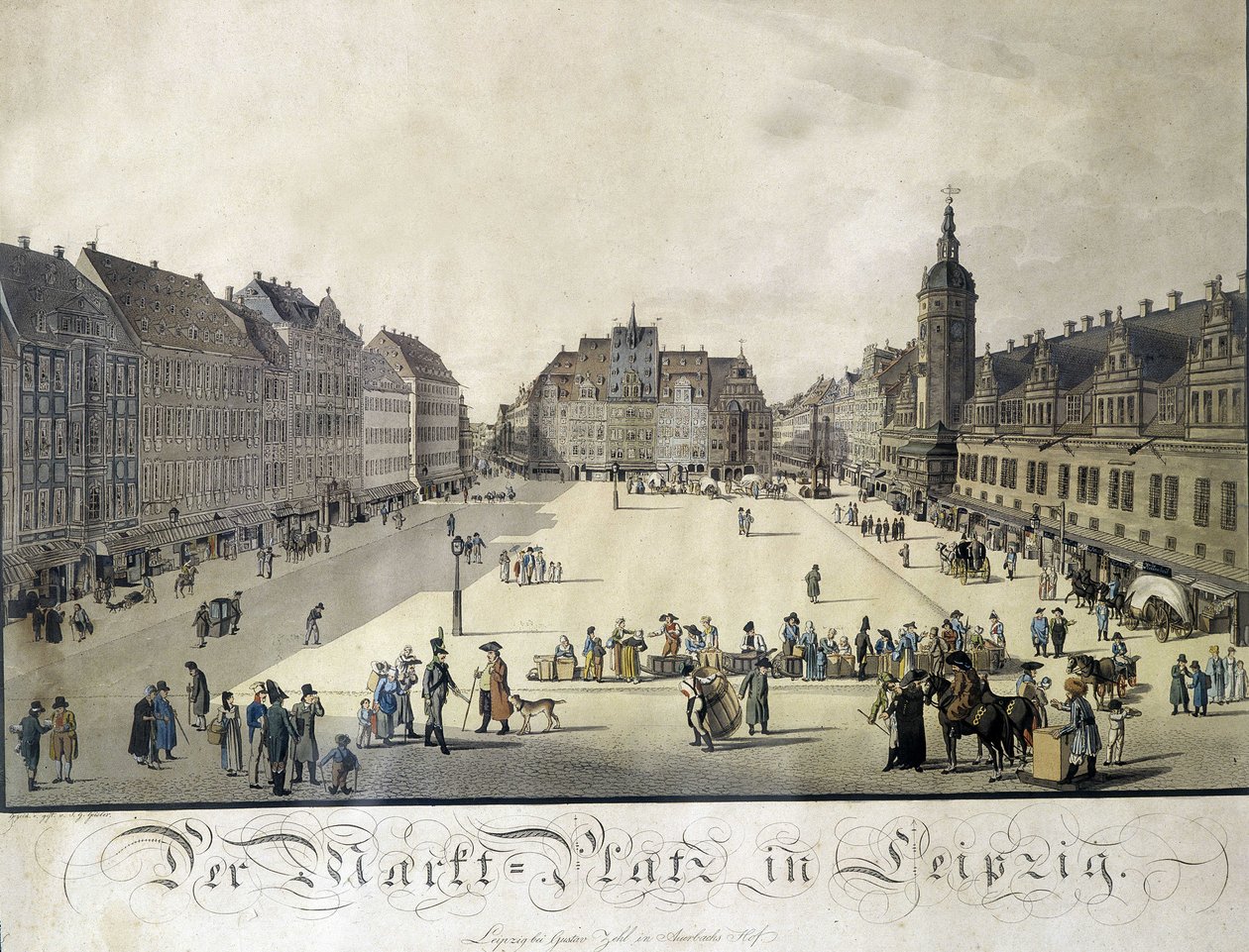 Vista do pátio do Auerbach em Leipzig por Gustav Zehl. Gravura de finais do século XVIII. de German School