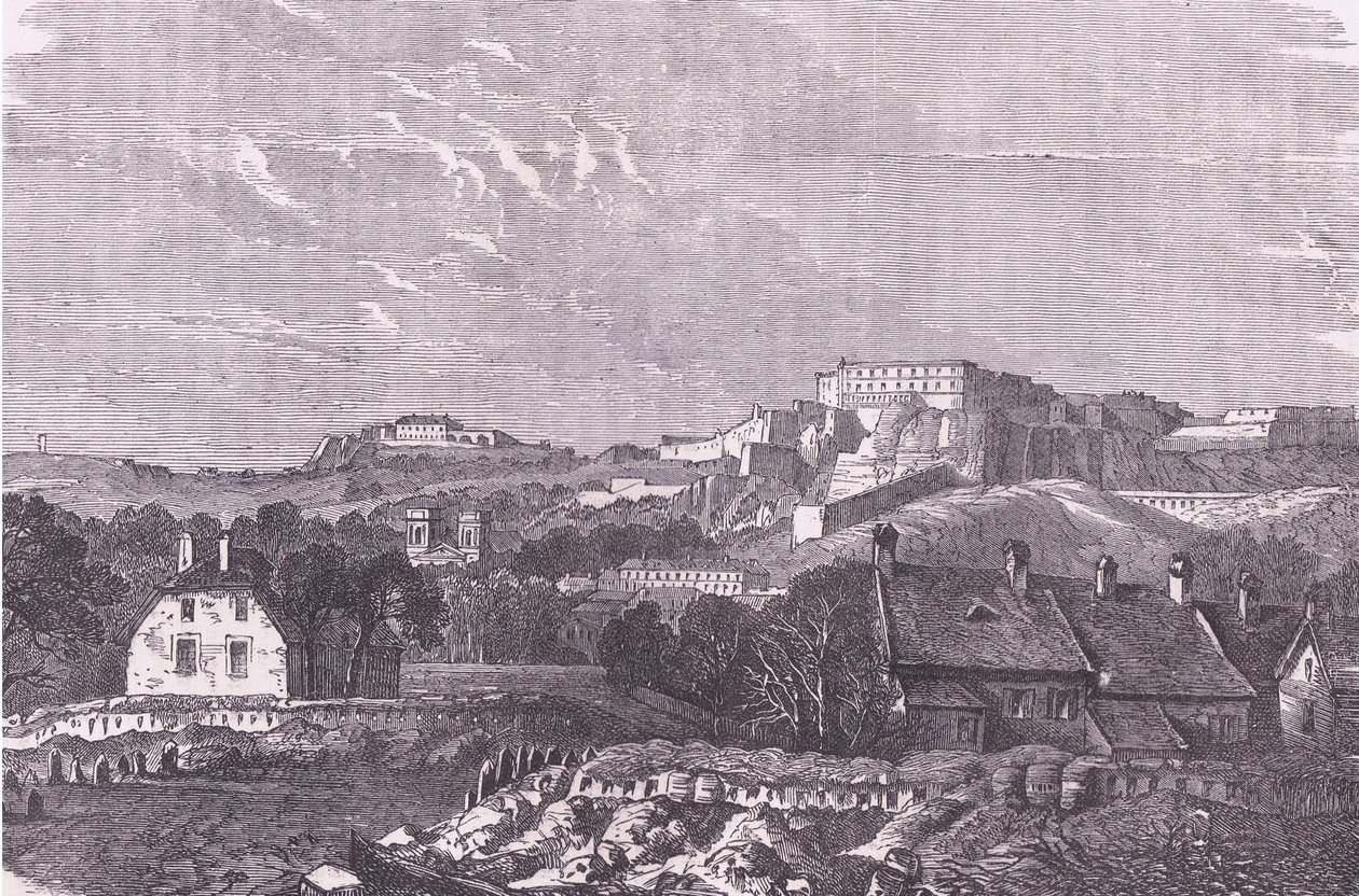 Vista de Belfort, Cassells History of the War between France and Germany publicada pela Cassell and Company Limited, c.1890 (litho) de German School
