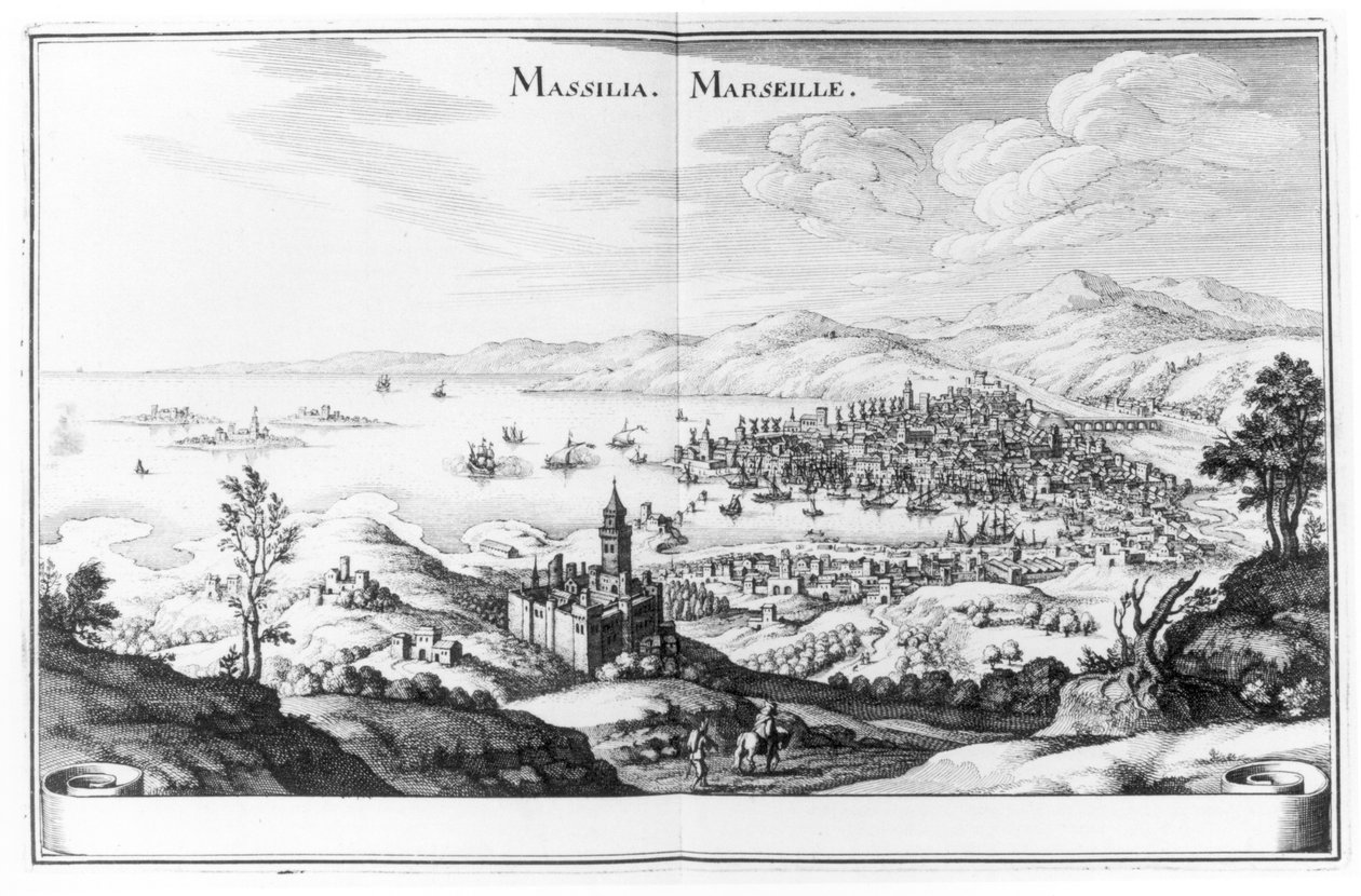 Vista de Marselha, de Topographia Galliae, de Martin Zeiller, publicada em 1655-61 de German School