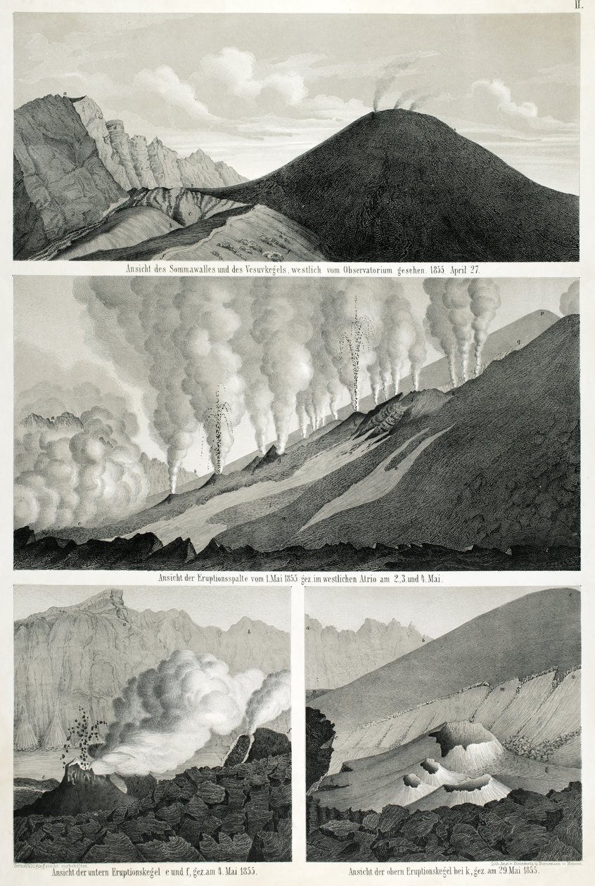 Vista do Monte Somma e do Monte Vesúvio, visto do oeste do observatório, 27 de abril de 1855 de German School