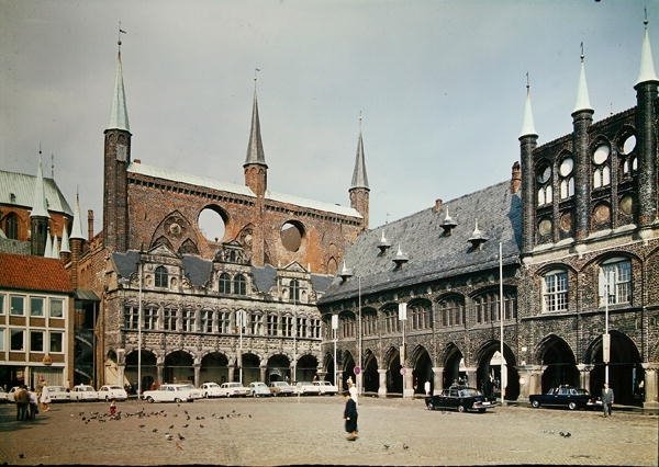 Vista, de, a, corredor cidade, em, a, quadrado mercado de German School
