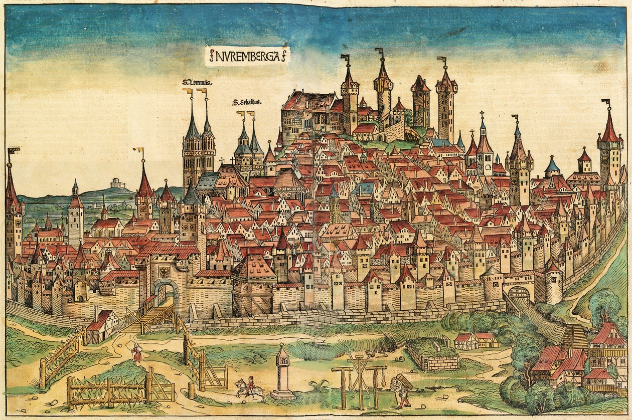 Vista da cidade de Nuremberga, publicado no Nuremberg Chronicle, 1493 de German School