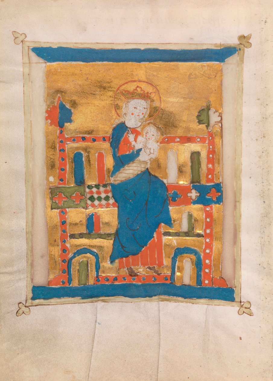 Virgem e Criança, 1400 (wc em velino) de German School