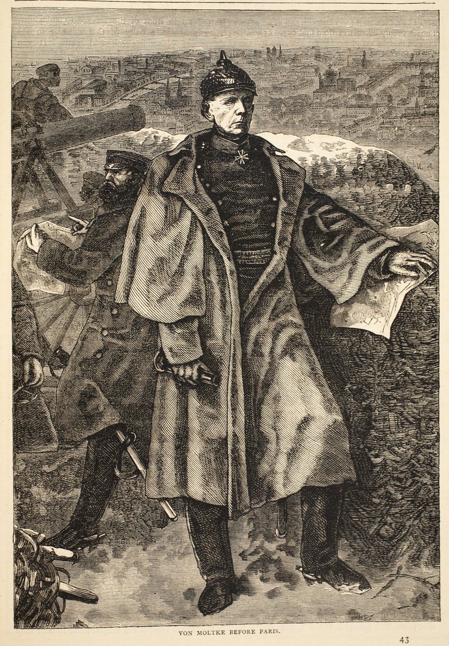 Von Moltke antes de Paris, novembro de 1870, ilustração de Cassells História da Guerra entre a França e a Alemanha, 1870-1871 de German School