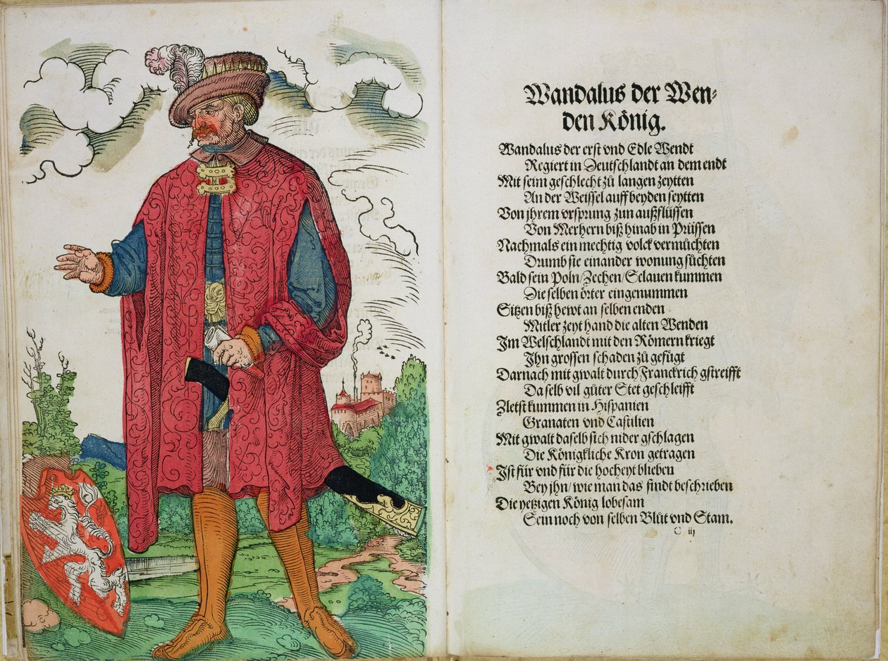 Wandalus, rei dos Wenden, da origem dos primeiros doze reis velhos e príncipes da nação alemã, 1543 de German School
