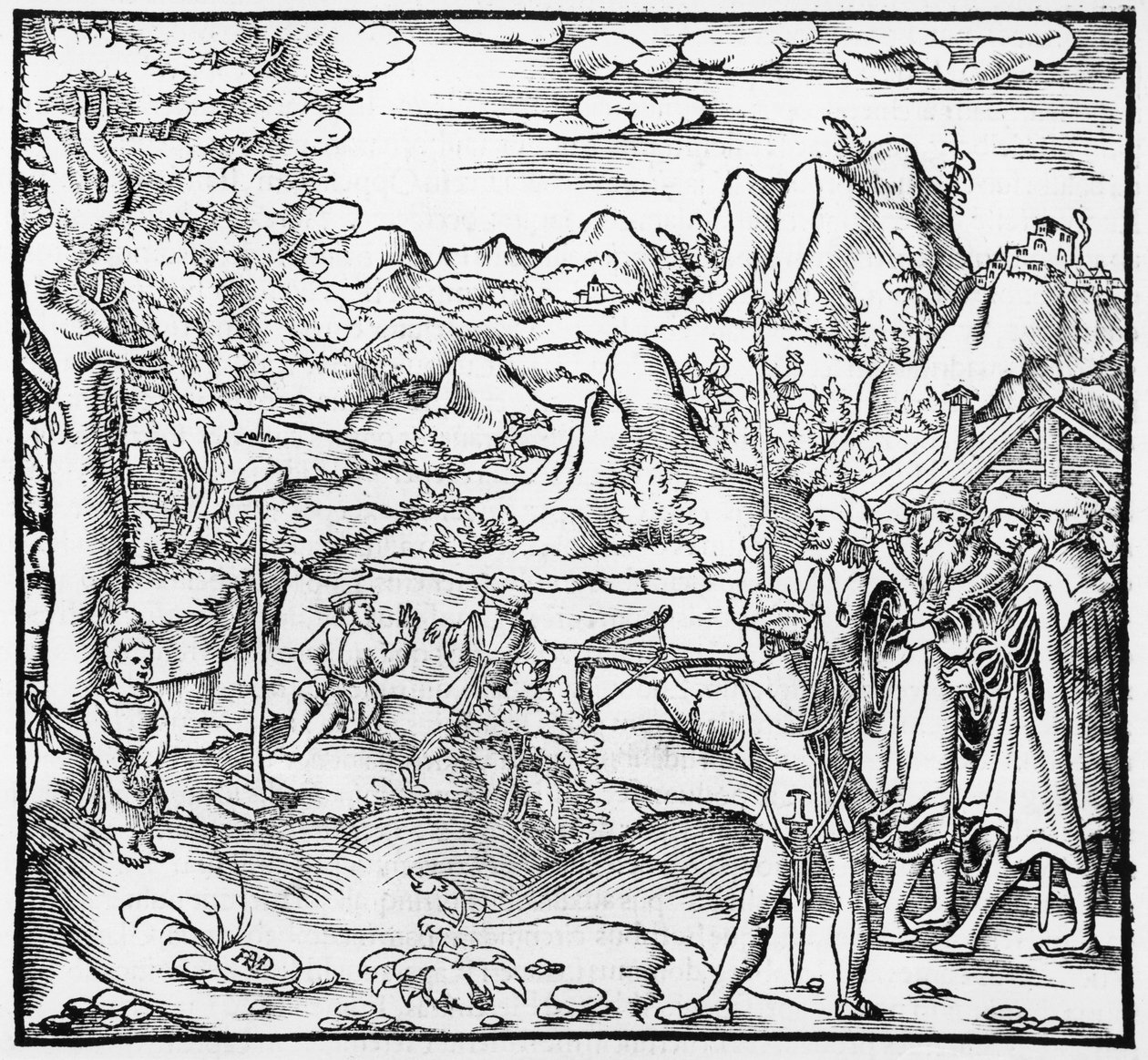 William Tell, ilustração de Cosmographie Universelle por Sebastien Munster (1488-1552) Basel, publicado em 1559 de German School