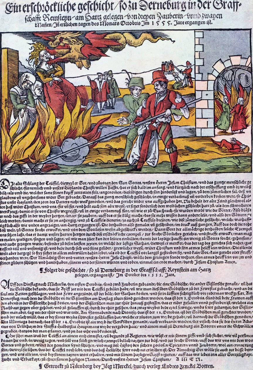 Bruxas queimaram em Derneburg em 1555 de German School