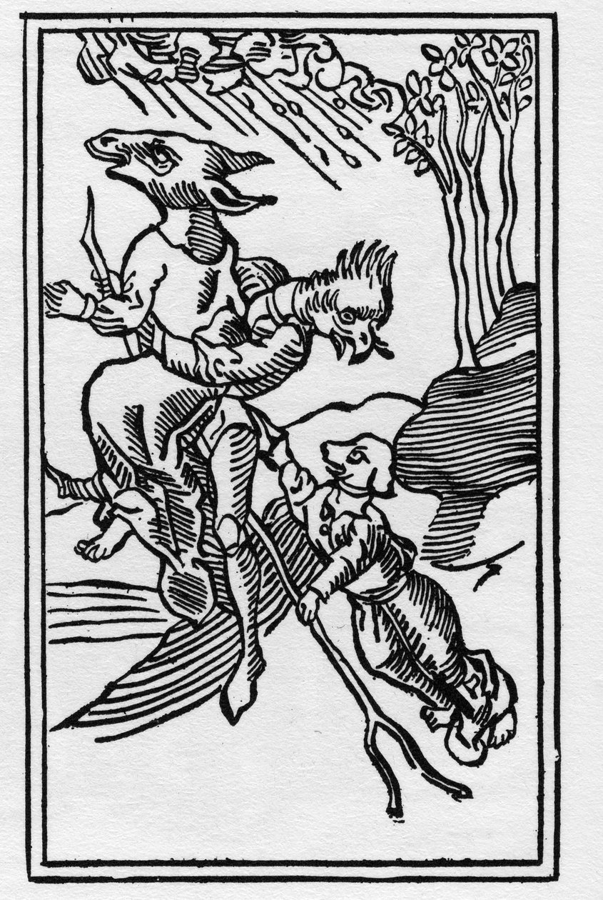 Bruxas transformadas em animais gravados em 1489 em "De lamiis et pythonicis mulieribus" de Ulrich Molitor". de German School