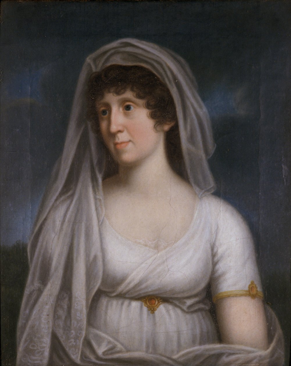Mulheres, em, um, vestido branco, com, um, véu de German School