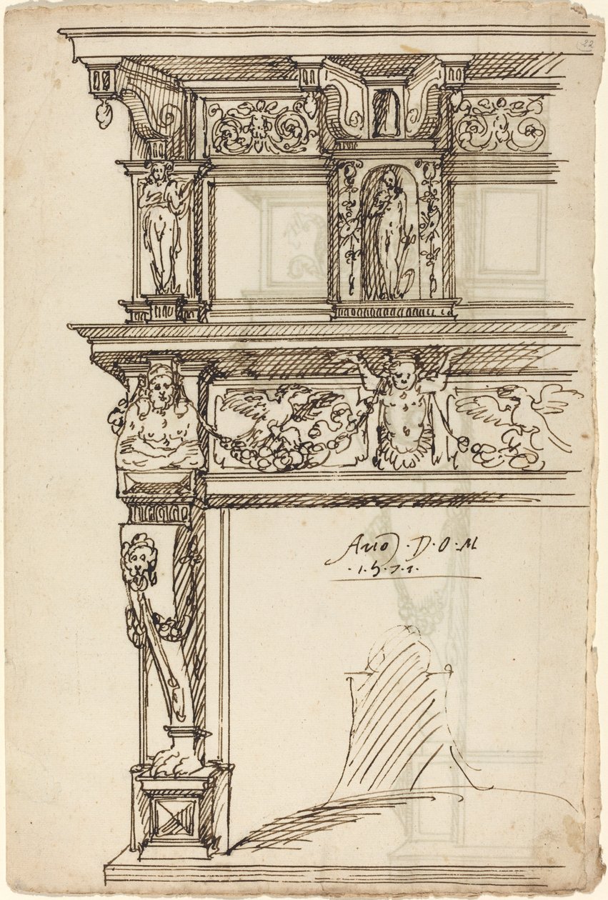Consola palaciana com Mercúrio e Esperança [reto] de German or Austrian 16th Century
