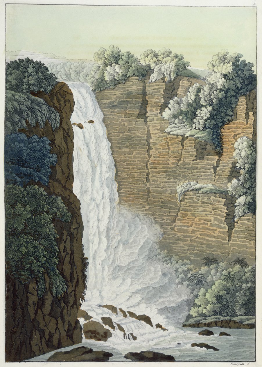 Tequendama Cachoeira no rio Bogotá, Colômbia de Gerolamo Fumagalli