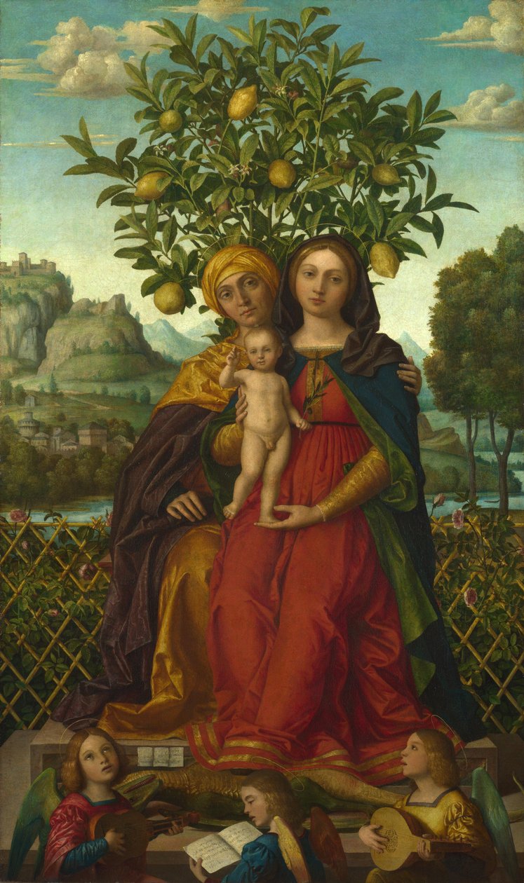 A Virgem e o Menino com Santa Ana, 1510-18 de Gerolamo dai Libri