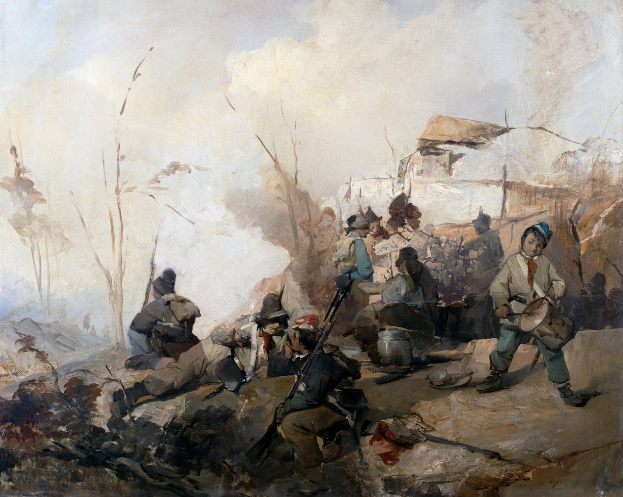 Bivouac de soldados do exército de Garibaldi defendendo Roma de Gerolamo Induno