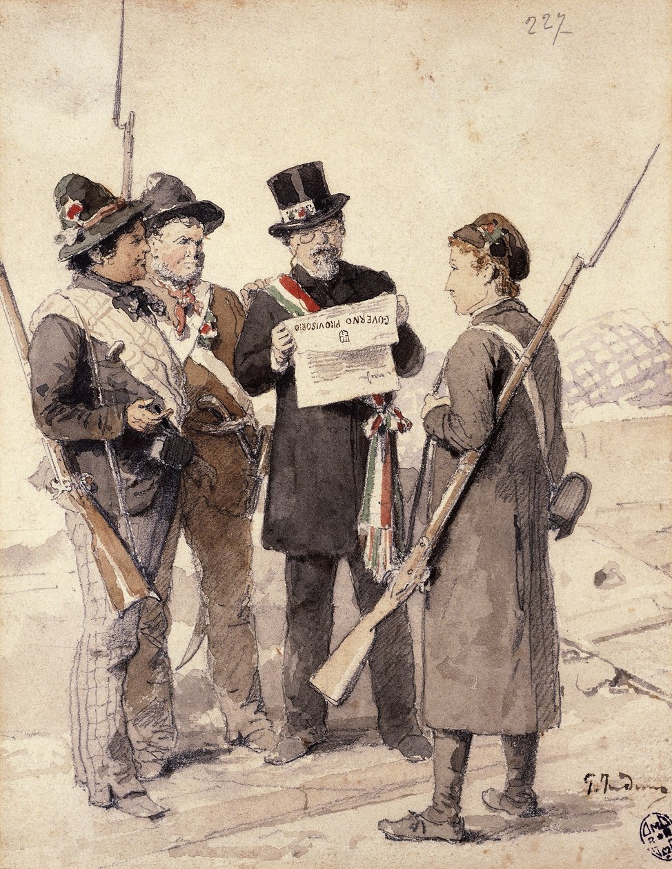 Cinco Dias de Milão, de Gerolamo Induno (1827-1890), aquarela de Gerolamo Induno