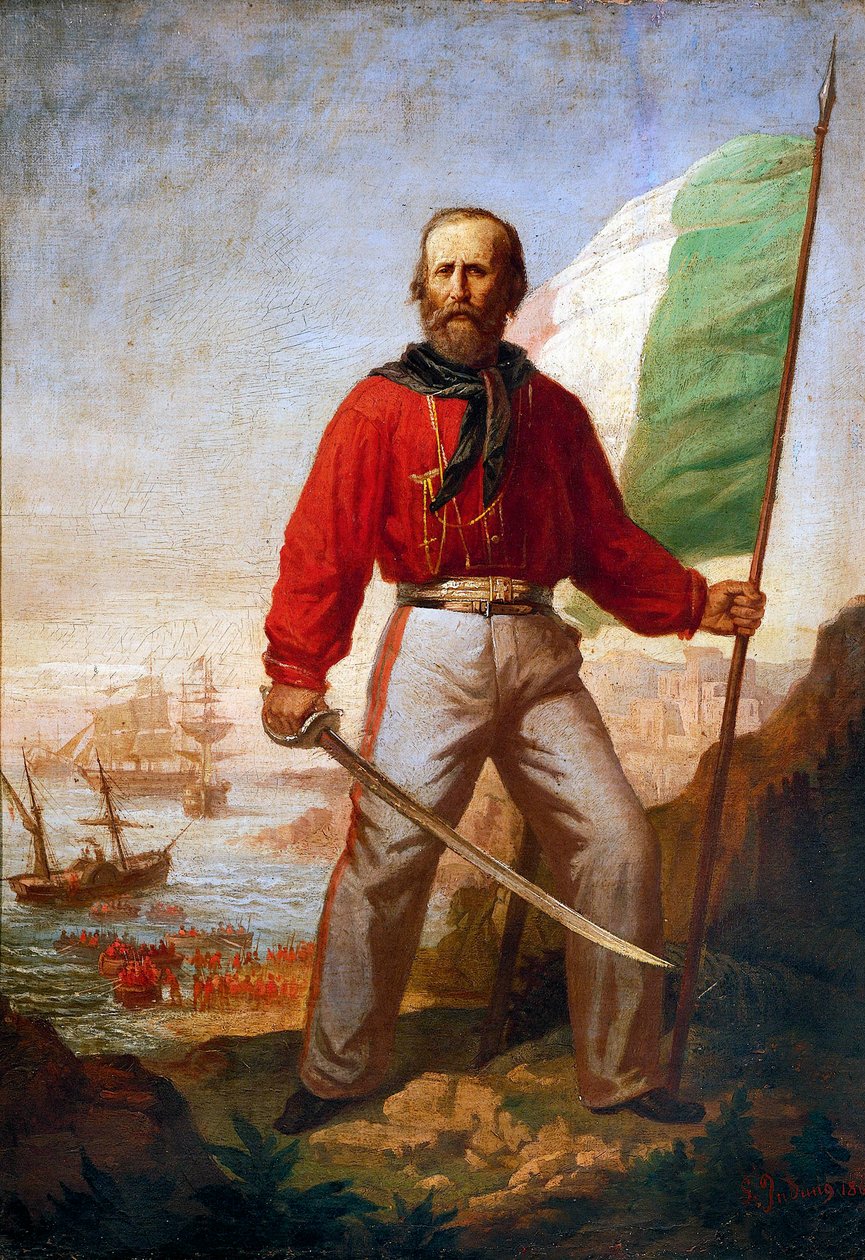 Giuseppe Garibaldi durante o desembarque dos Mil em Marsala de Gerolamo Induno