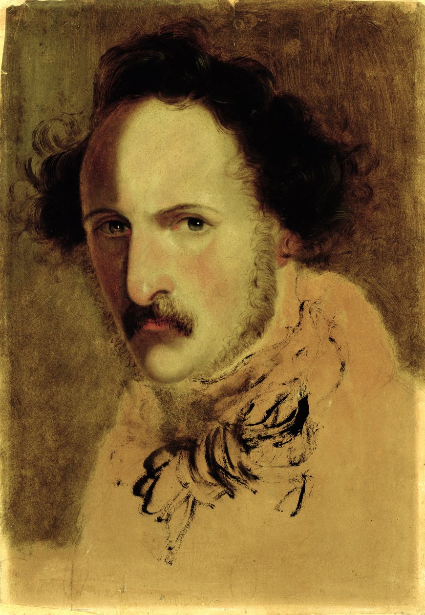 Retrato de Gaetano Donizetti (1797-1848) (óleo sobre papel sobre tela) de Gerolamo Induno