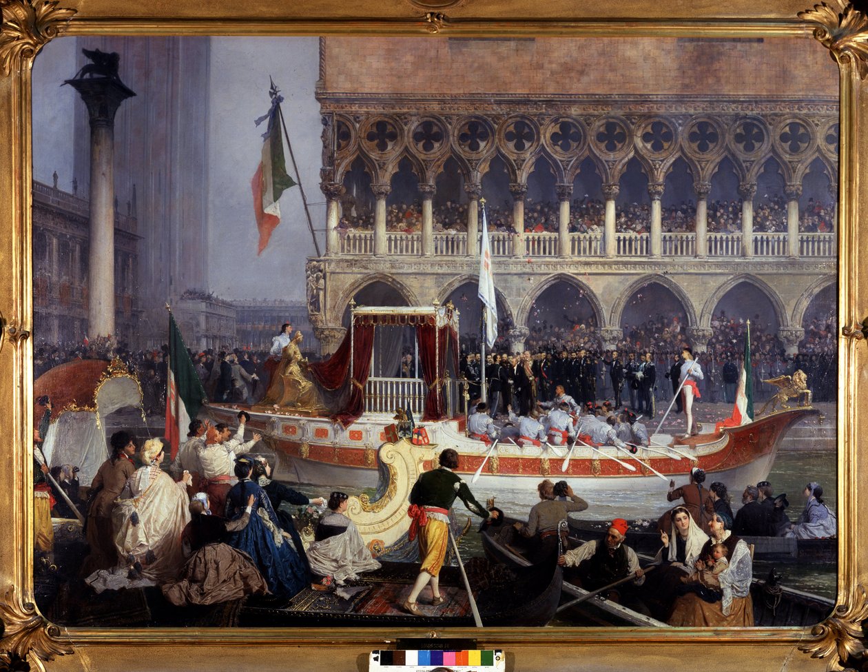 A Entrada de Victor Emmanuel II (Victor Emmanuel) (1820-1878) em Veneza. Pintura de Gerolamo (Girolamo) Induno (1827-1890). Museu do Risorgimento de Milão de Gerolamo Induno