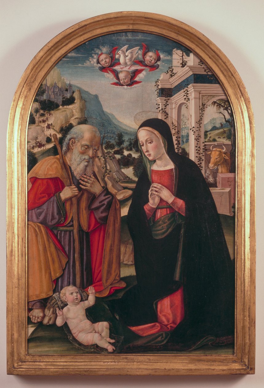 Adoração da Criança, ca. 1490-1525, por Girolamo Benvenuto (1470-1524) de Gerolamo di Benvenuto