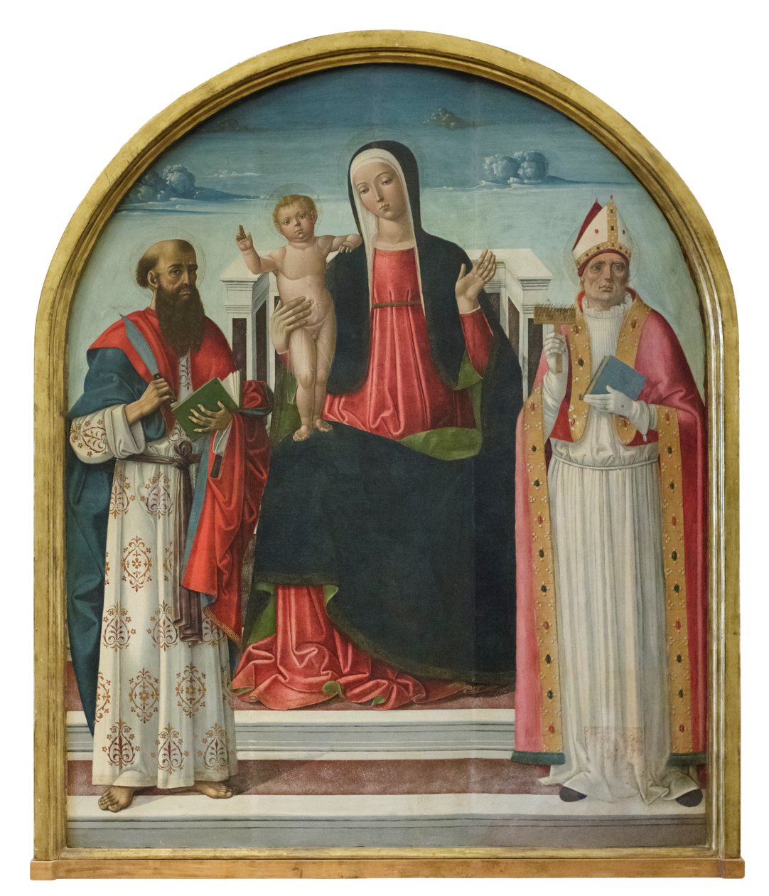 Madona e Menino Entronizado com os Santos Bartolomeu e Brás, c.1510-15 (painel) de Gerolamo di Benvenuto