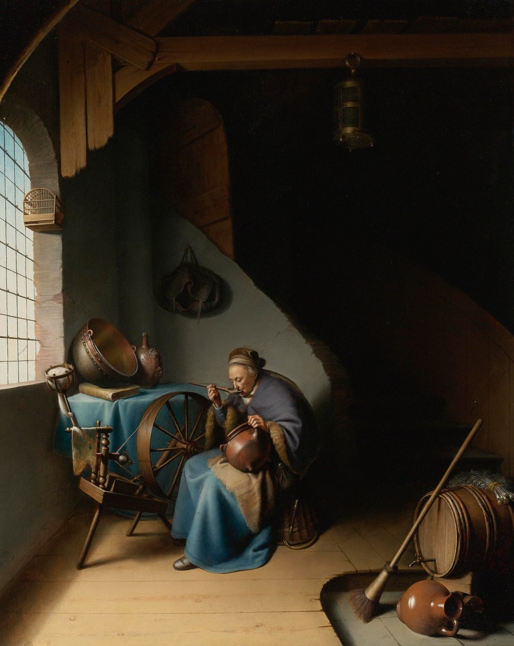 Mulher, comer, mingau de Gerrit Dou