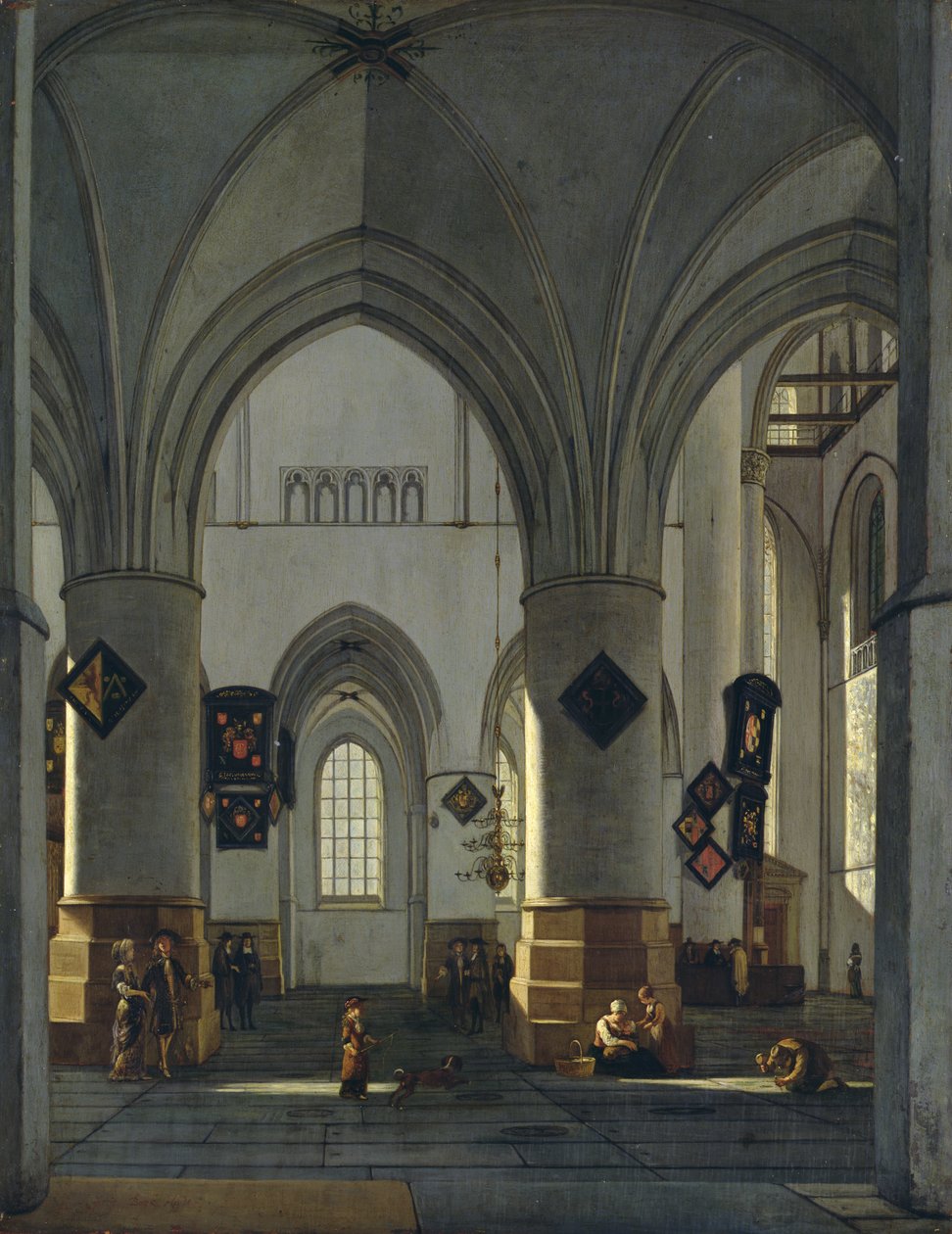 Vista interior da Igreja de St. Bavo, Harlem de Gerrit Adriaensz Berckheyde