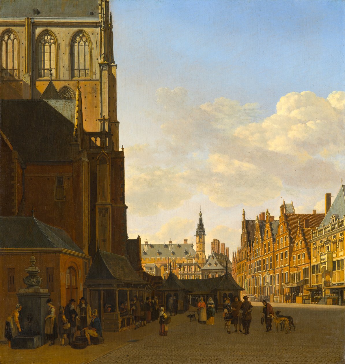 O Mercado de Peixe e o Grote Kerk em Haarlem, c.1675-1680 de Gerrit Adriaensz Berckheyde