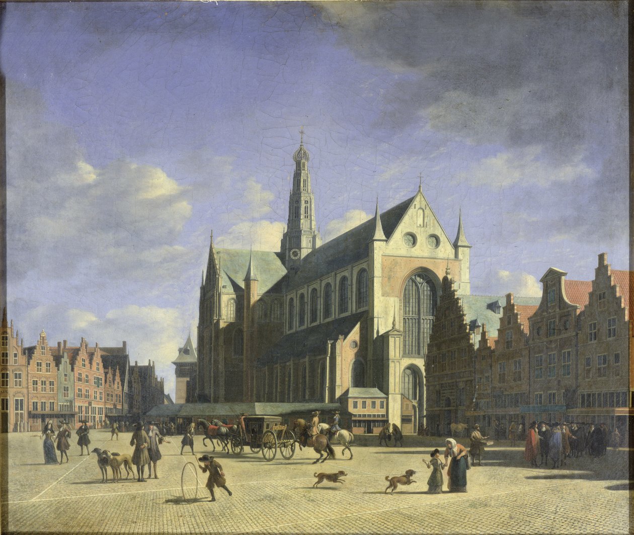 O Groote Markt (Grande Mercado) Haarlem de Gerrit Adriaensz Berckheyde