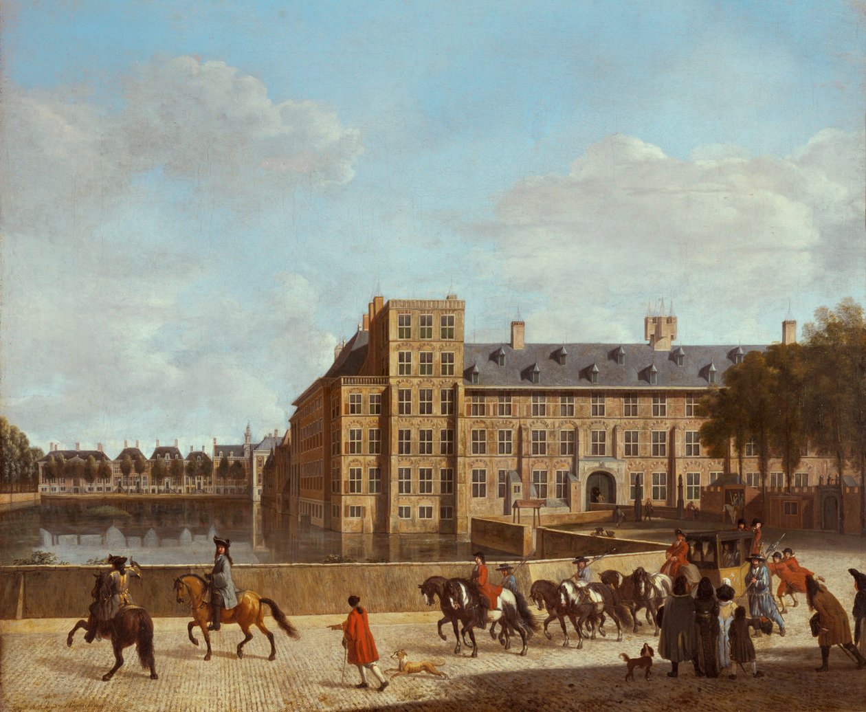 Vista de Hofvijver e Buitenhof em Haia, Países Baixos (óleo sobre tela) de Gerrit Adriaensz Berckheyde