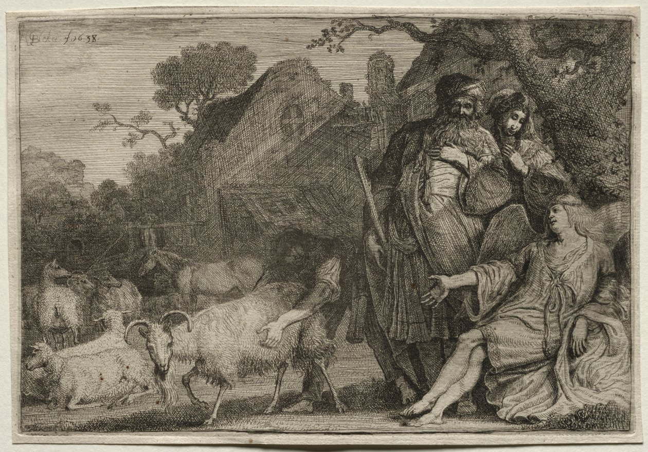 Um anjo prediz o nascimento do filho de Abraão, 1638. de Gerrit Claesz. Bleker