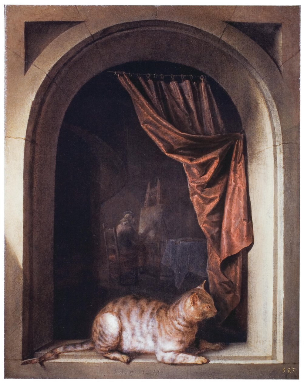 Gato na berma de Gerrit Dou