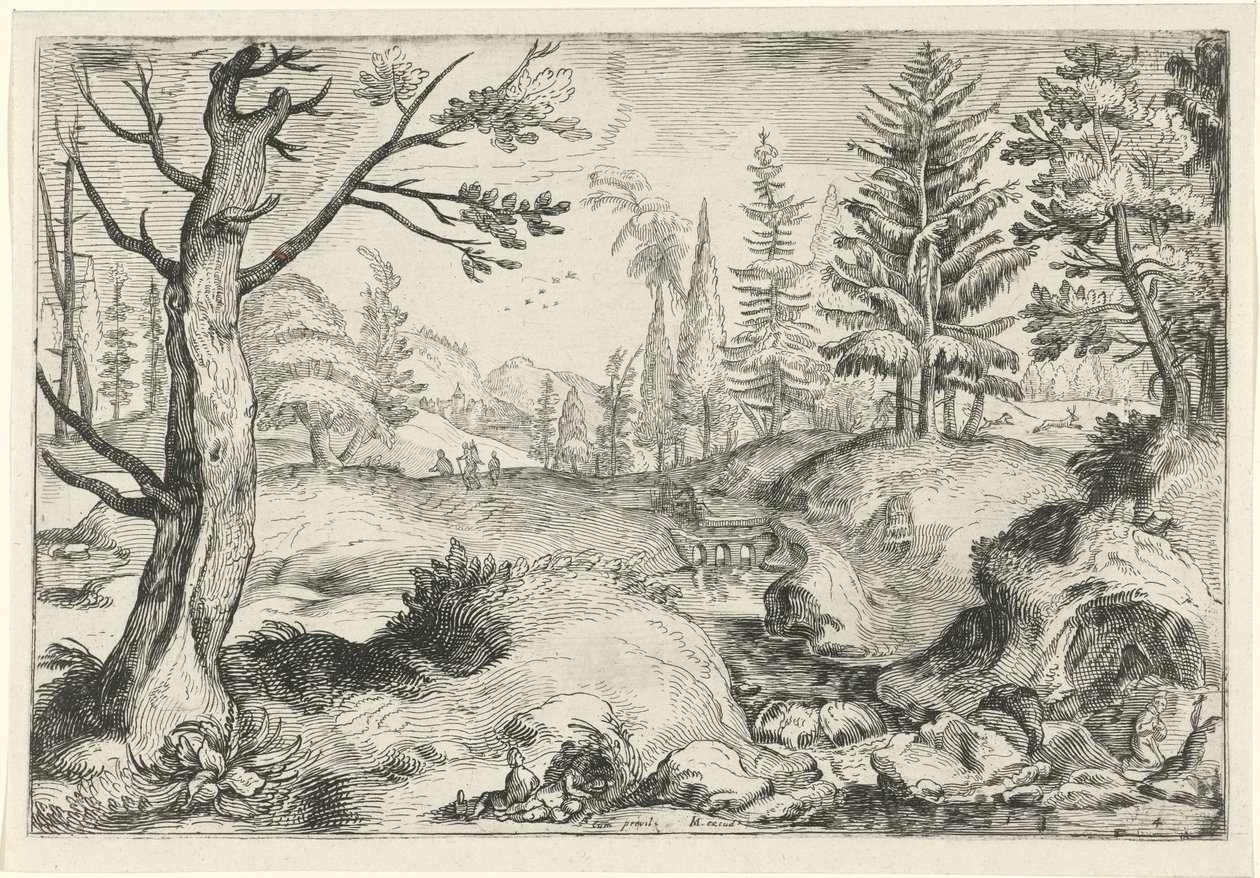 Paisagem com riacho
Paisagens (título da série) de Gerrit Gauw