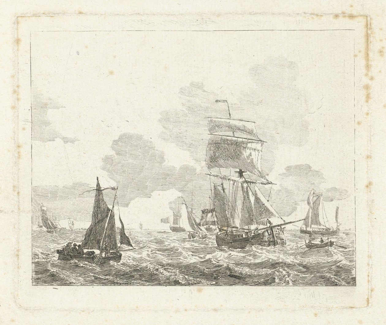 Navios à vela em águas turbulentas Seascapes com navios (título da série) de Gerrit Groenewegen