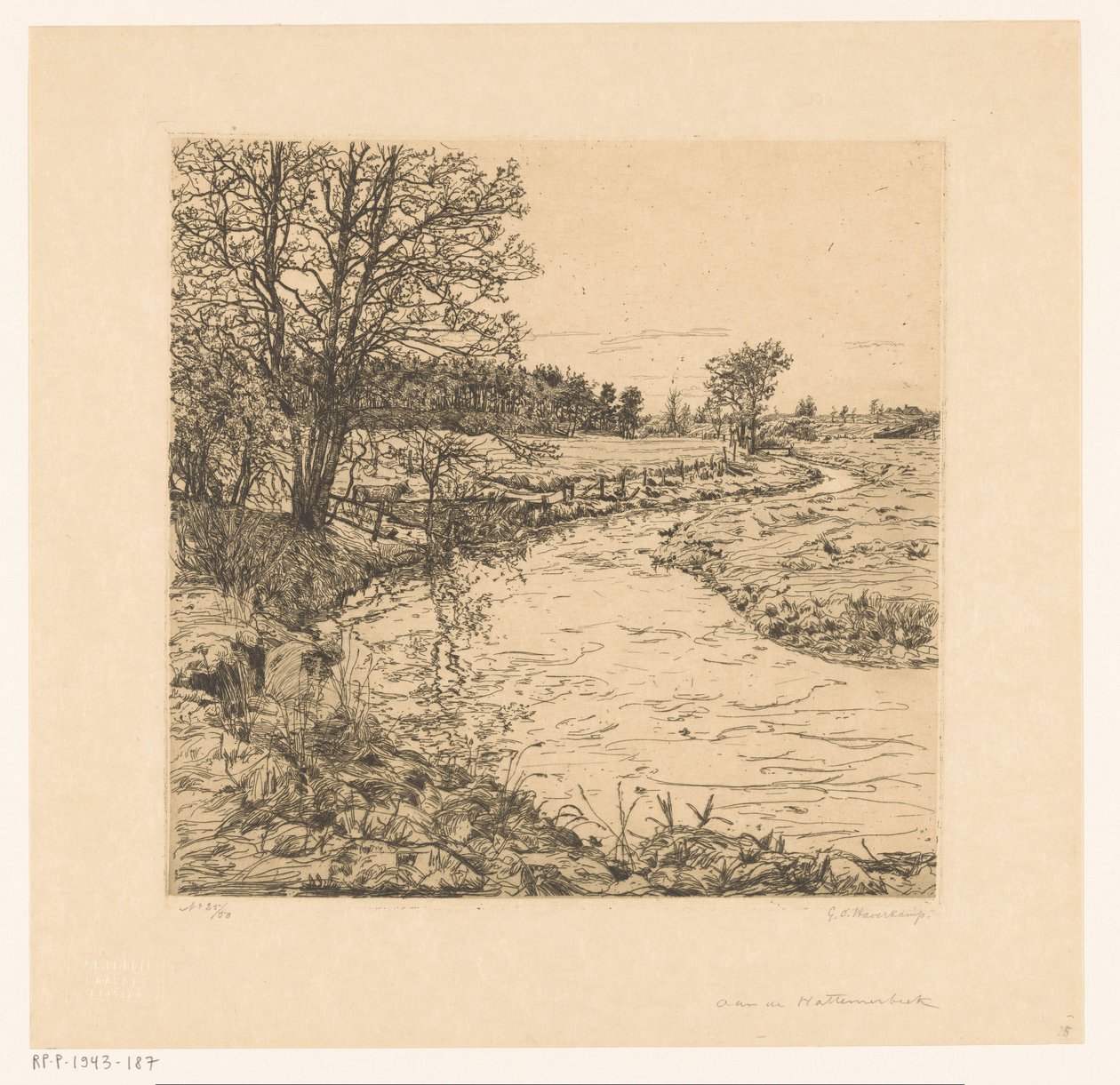 Aan de Hattemerbeek (título original sobre o objecto) de Gerrit Haverkamp (signed by artist)